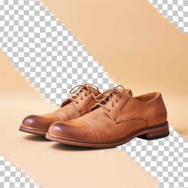PSD 透明な背景にテキスト用のスペースを置いた男性用の古い茶色の革靴