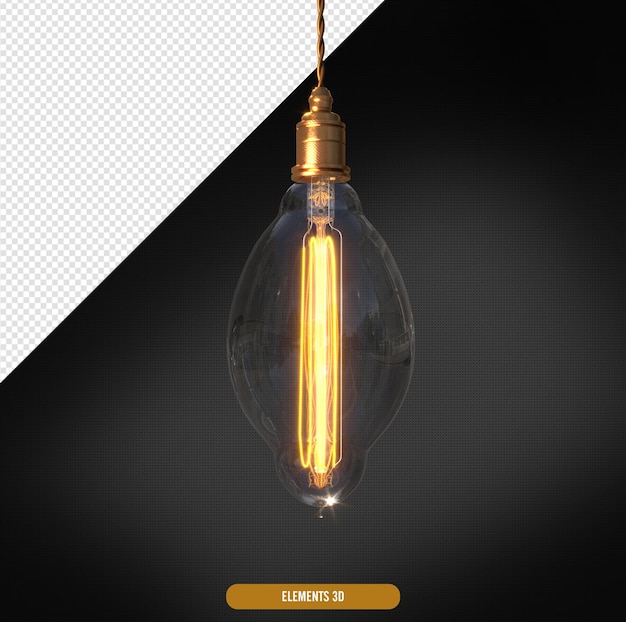 PSD old bulb lamp with lit golden nozzle