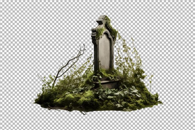 Old cemetery gravestone isolated on transparent background