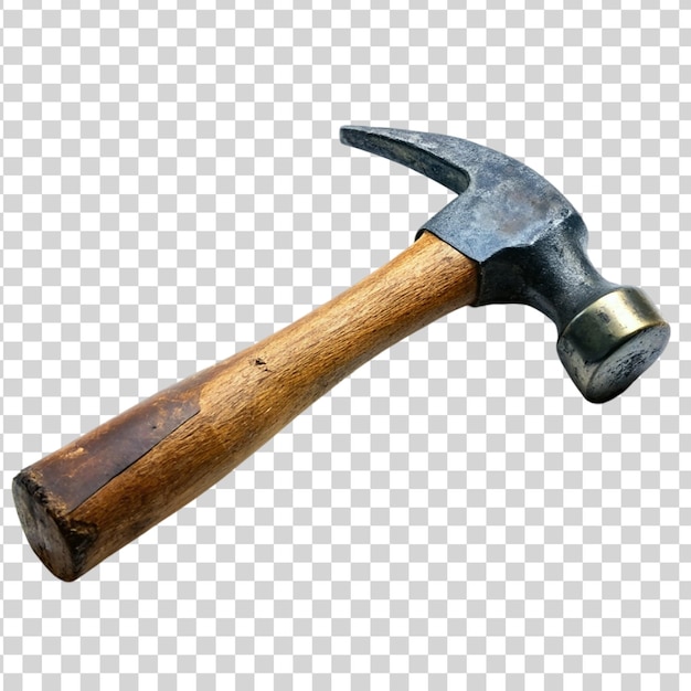 PSD old claw hammer isolated on transparent background