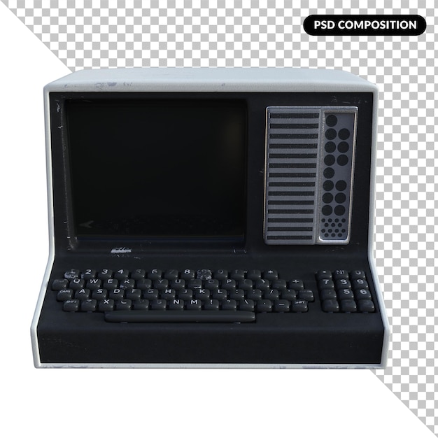 Old computer isolated 3d