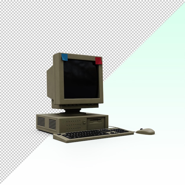 PSD old computer isolated