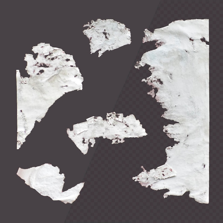 PSD old damaged tron paper edge crumpled and ripped isolated