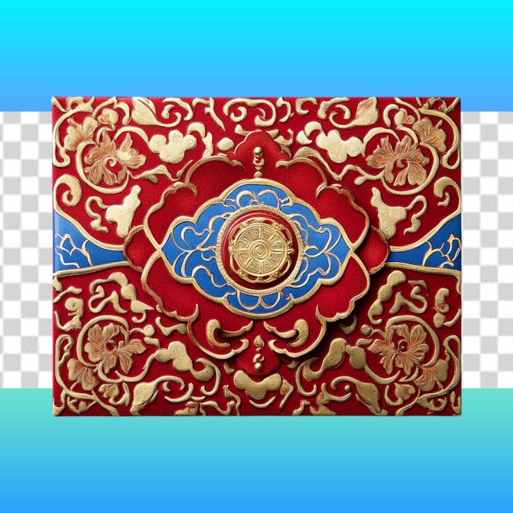 PSD old dragon motif with traditional red envelopes and festive patterns