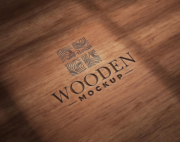 PSD vecchio modello di logo inciso su legno