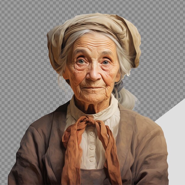 PSD old fashioned woman png isolated on transparent background