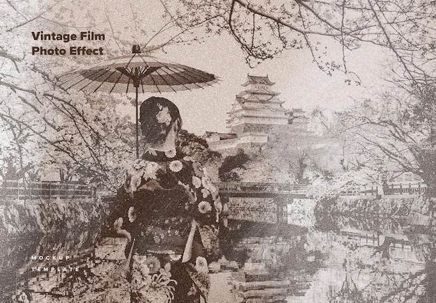 Old Film Photo Effect Mockup