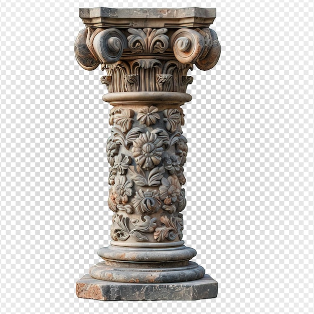 PSD antico pilastro greco isolato su uno sfondo trasparente generativo ai