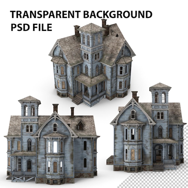 PSD old haunted house png