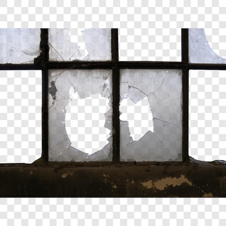 PSD old industrial window transparent