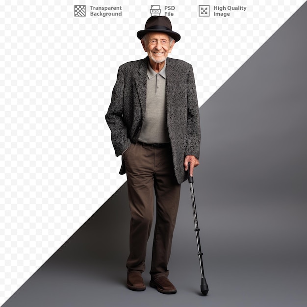 PSD an old man with a cane and a picture of an old man with a cane