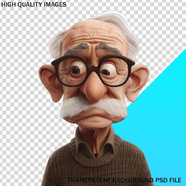 PSD an old man with glasses and a picture of a man with a mustache