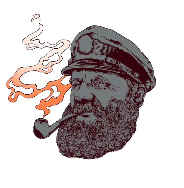 PSD old man with a pipe illustration