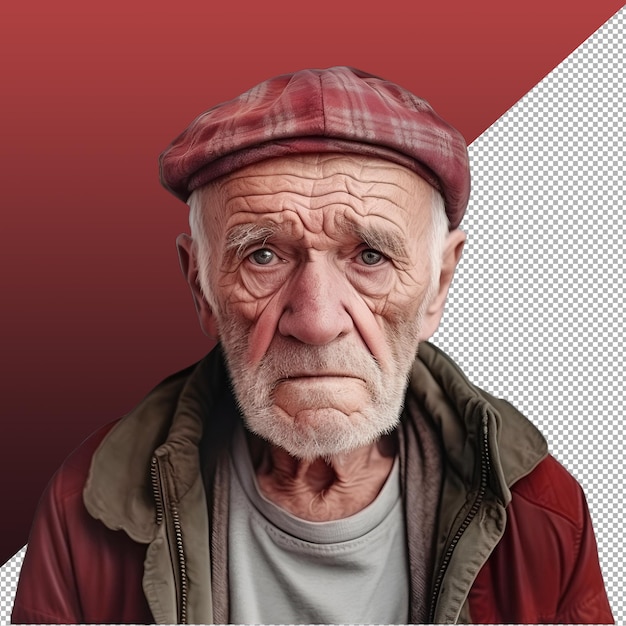 Old man with sad facial expression png