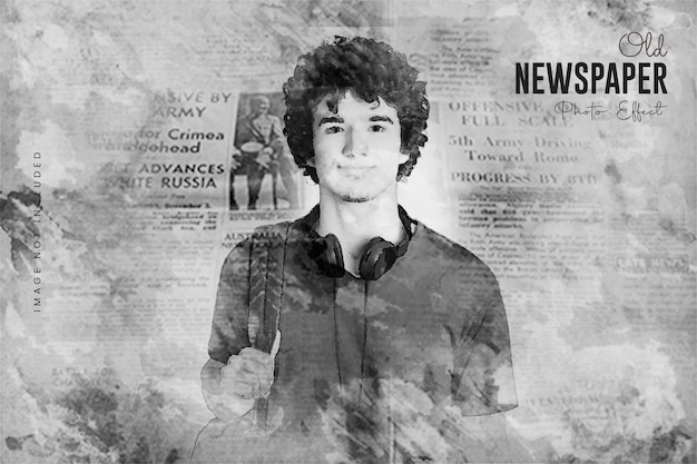 PSD old newspaper photo effect template