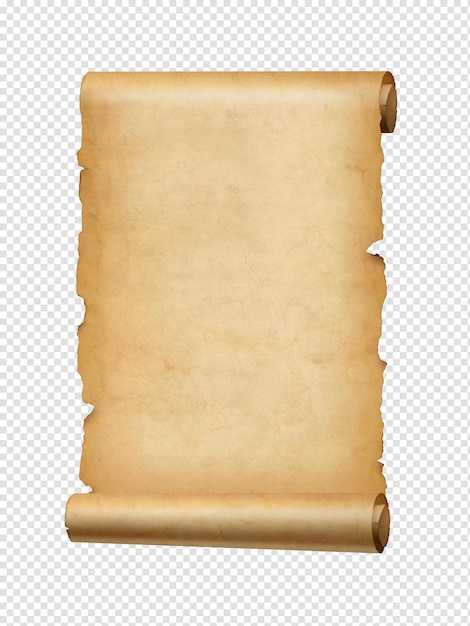 old paper horizontal banner parchment scroll isolated on white