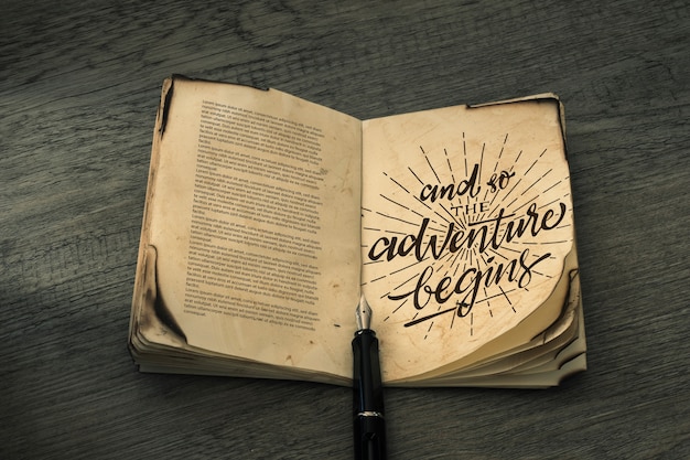 PSD old paper mockup for adventure concept