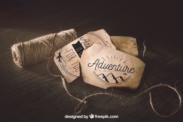 PSD old paper mockup with sailing and adventure concept