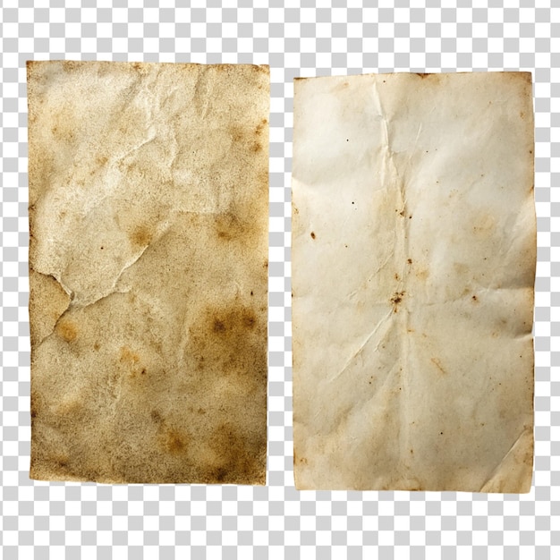 PSD old paper sheet isolated on transparent background crumpled paper texture