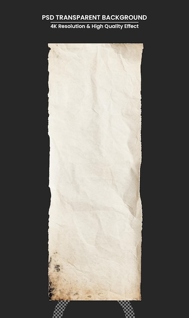 PSD Старый фон текстуры пергаментной бумаги. горизонтальный баннер, винтажные обои, изолированные на белом.