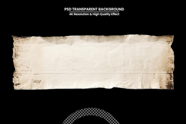 PSD Старый фон текстуры пергаментной бумаги. горизонтальный баннер, винтажные обои, изолированные на белом.