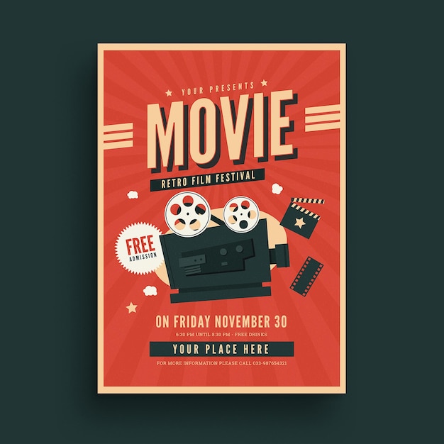 Old retro movie festival flyer