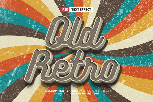 PSD old retro vintage 3d editable text effect