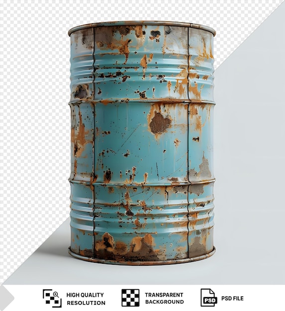 PSD old rusty blue steel oil barrel png clipart png psd