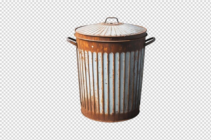 PSD old rusty metal trash collection