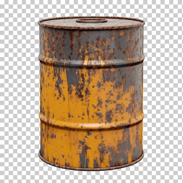 PSD old rusty steel oil barrel isolated on transparent background png psd