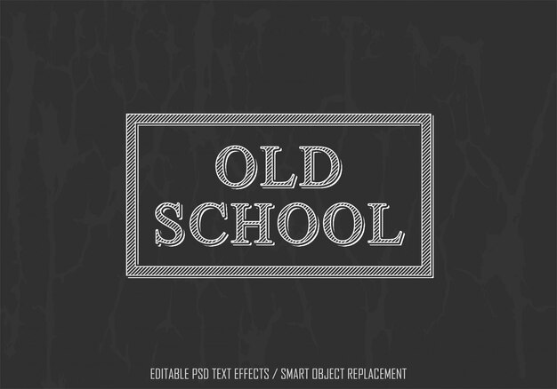 PSD old school white bewerkbaar teksteffect