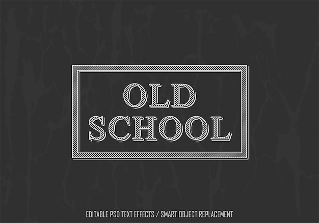 PSD old school white editable text effect