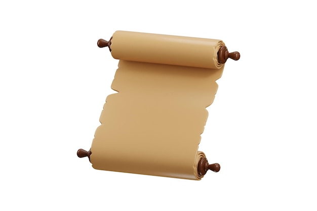 Old scroll paper icon 3d render concept of antique frame blank page old map paper illustration