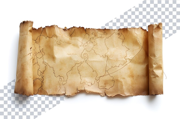 PSD Старый свиток папирус пергамент бумажная карта png