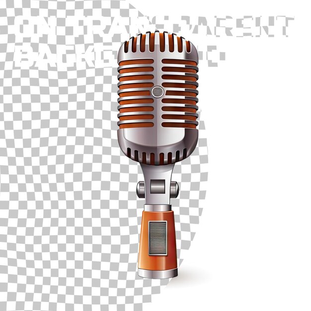 PSD old studio microphone icon isolated on transparent background