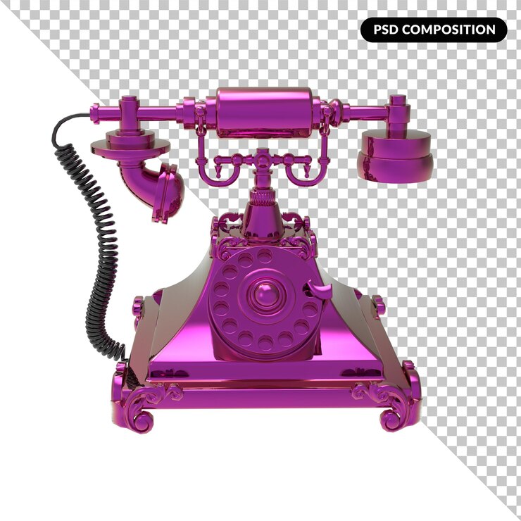 PSD old telephone isolated 3d rendering