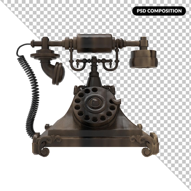 PSD old telephone isolated 3d rendering