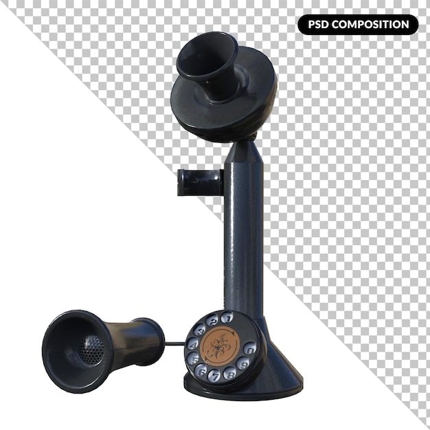 PSD old telephone isolated 3d