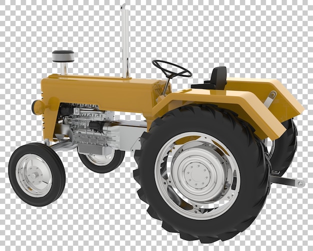 Old tractor on transparent background 3d rendering illustration