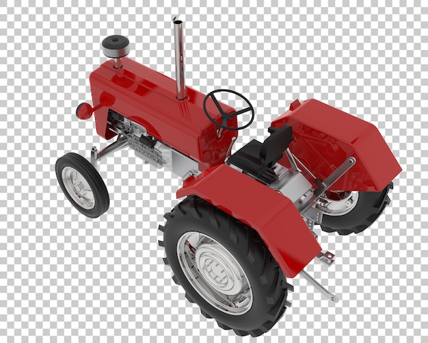 Old tractor on transparent background 3d rendering illustration