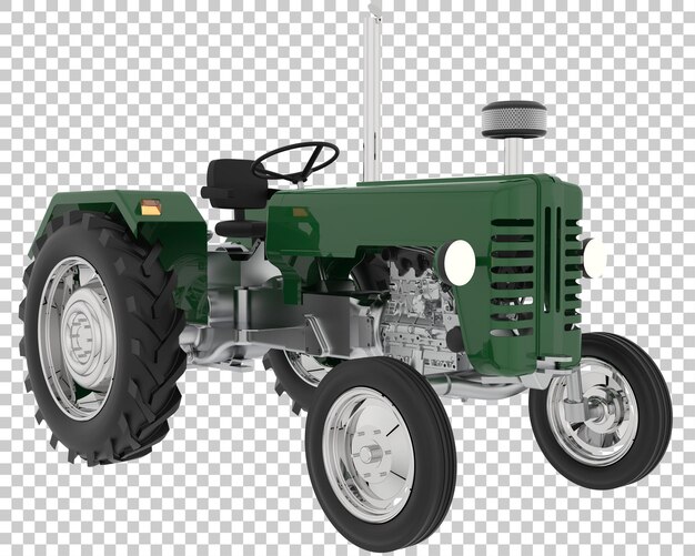 Old tractor on transparent background 3d rendering illustration