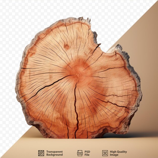 PSD old tree slice on transparent background