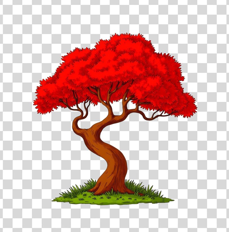 PSD old tree with red leaves