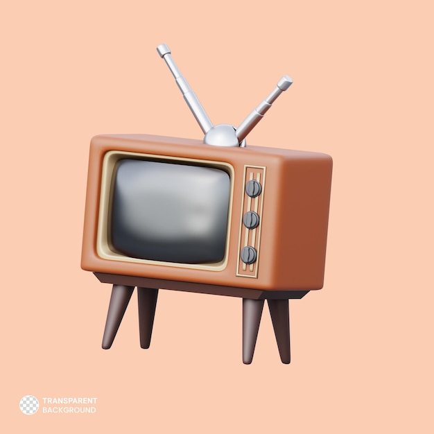 Старая икона телевизора Изолированная 3d визуализация Ilustration