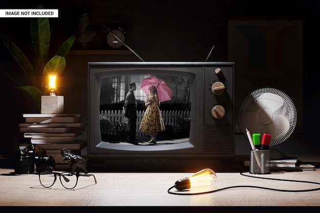 PSD old tv screen mockup