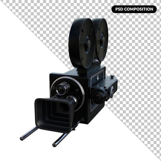 PSD old video camera isolated 3d rendering