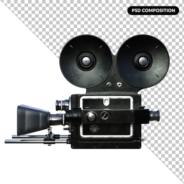 PSD old video camera isolated 3d rendering