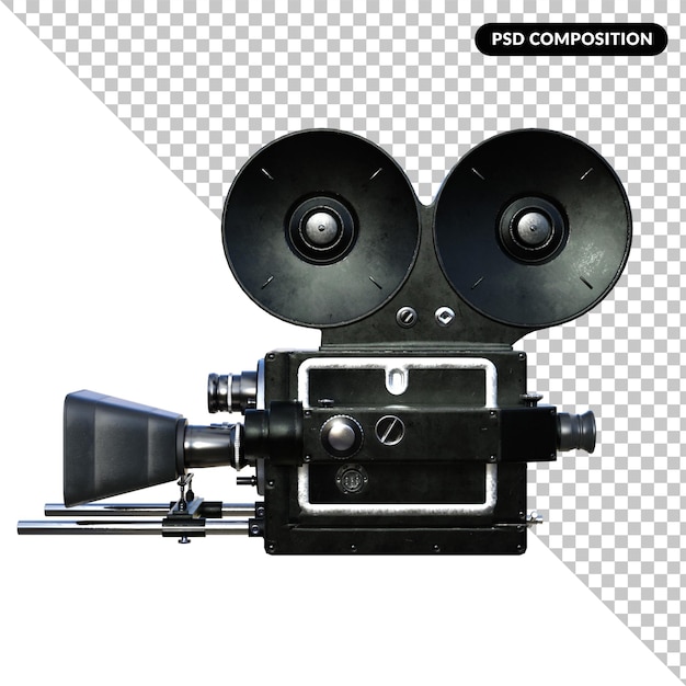 PSD vecchia videocamera isolato rendering 3d