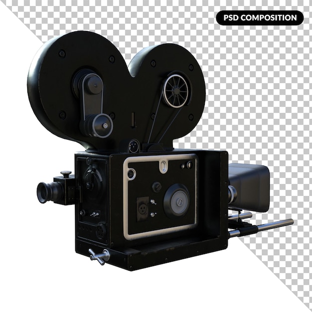 PSD old video camera isolated 3d rendering