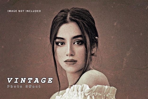 PSD old vintage gray photo effect template